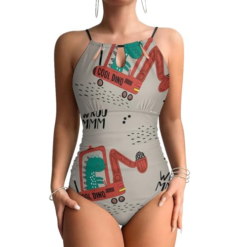 Beachwear monokini excavatrice dinosaure pour vacances à la mer