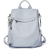 BROMEN Backpack Purse for Women Leather Anti-theft Travel Fashion Shoulder Bag Blue