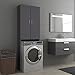 Bounv Mobile Lavatrice, Mobile sopra Lavatrice, Armadio Alto per Lavatrice, Mobiletto per Lavatrice Grigio 64x25,5x190cm