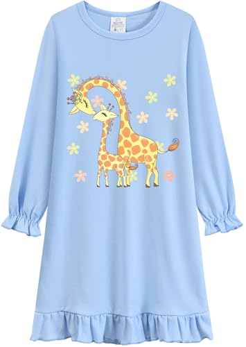 DDSOL Toddler Little Girl Nightgown Kid Long Sleeve Sleepwear Fall Nightie Sleepshirt Nightdress Pajamas Clothes 4-10 Year