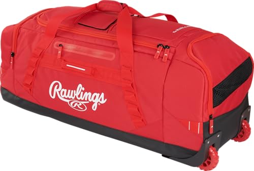 Rawlings | YADI 2.0 Wheeled Catcher's Bag | Yadier Molina Model | Baseball/Softball | SCARLET
