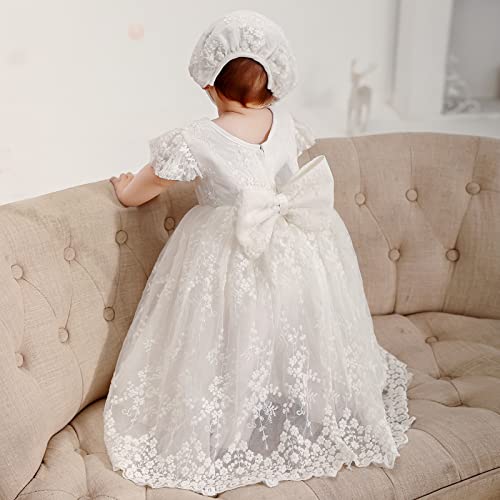 Limlope Baby Girls Lace Flower Dresses Backless With Bowknot 3Pcs Toddler Baptism Christening Special Occasions Gown Outfit For Party Wedding #TOP1