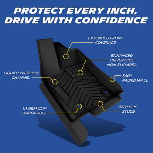 Image of Michelin Vehicle Mats for 2022-2026 Toyota Tundra CrewMax Cab | Fit for SR /SR5 /TRD /PRO /Limited /Platinum /Castone, Custom Fit, Non-Slip, All-Weather TPE Liner, Premier Series, 1st & 2nd Row