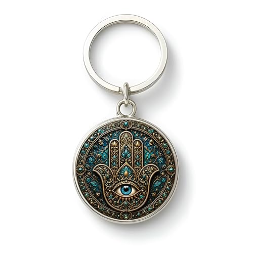 Image of MG | Protective Evil Eye /Spiritual Symbols /Om /Motivational Keychains | Double-Sided Metal Key Ring | Good Luck and devine Charm for Car, Bike, Home & Office