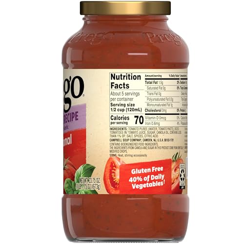 Image of Prego Traditional Sensitive Recipe Low FODMAP Pasta Sauce, 23.75 Oz Jar (Case of 6)