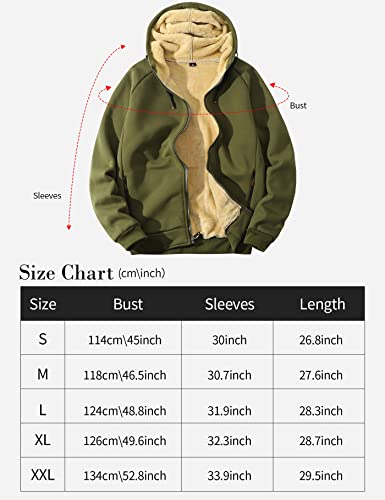 Rxozrxoz Men's Winter Sherpa Lined Hoodie Warm Fleece Hoodie Zip Up Sweatshirt Warm Jacket Casual Winter Outdoor Activities(Army-L) #TOP6