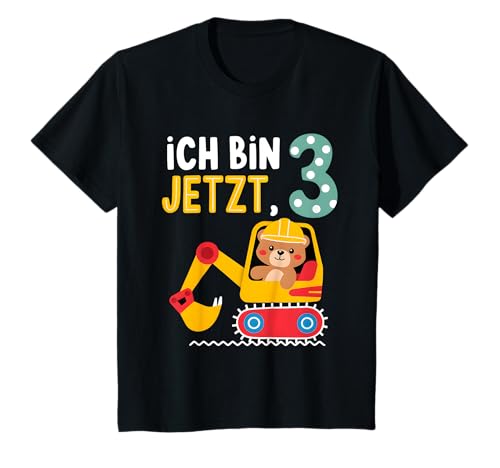 Kids Ich Bin Jetzt 3 Digger Bear 3rd Birthday T-Shirt
