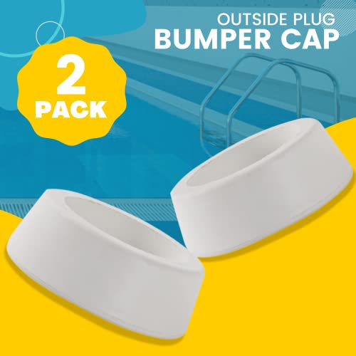 Tongass (2-Pack) Outside Pool Ladder Bumpers For Inground Pool - Pool Ladder Rubber End Caps Fit 1.9" Standard Swimming Pool Ladder Tubing - White #TOP3