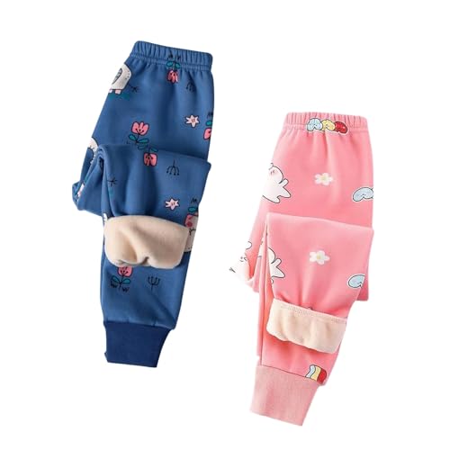 2-Pack Boys Cute Graphic Fleece Lined Thermal Sweatpants Warm Winter Elastic Waist Athletic Track Pants for Girls 2-13 Years
