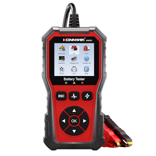 KONNWEI KW331 Testeur de Batterie avec Impression Cloud 10-2000 CCA 6V 12V 24V AGM Lithium Gel Batterie Analyseur Numérique Alternateur Système de Charge et...