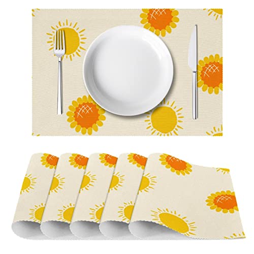 Sets de table fleurs jaunes design antidérapant de haute qualité