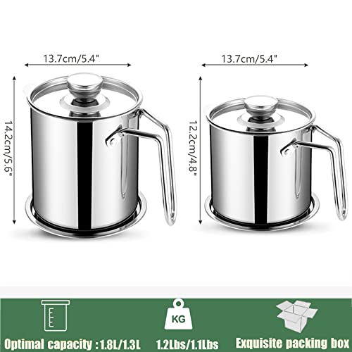 DIY HOME Bacon Grease Container, 1.8L / 61fl oz Cooking Oil Storage Strainer Oil Filter with Fine Mesh Strainer 304 Stainless Steel Grease Can for Kitchen Fat Storage by DIY HOME - Image 6