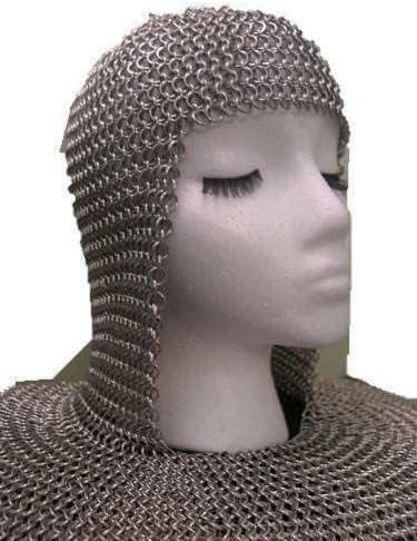 Aluminum Chain Mail Coif Round Neck Chain Mail Hood Medieval Armour Hood-MFC01