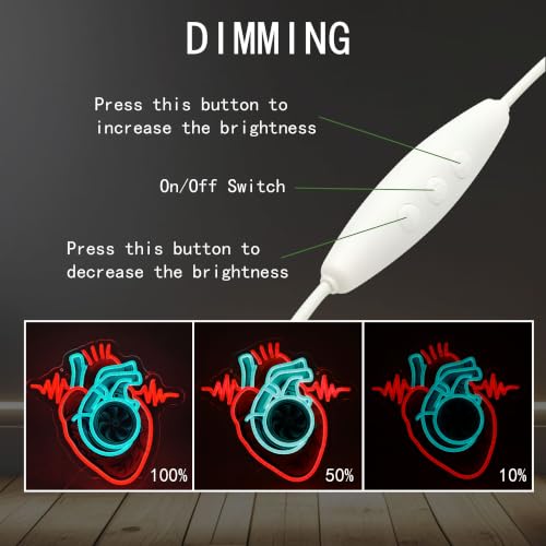 Image of human heart Neon Sign USB Turbo LED Light for Bedroom Garage Party Decor | Brighten your space with a modern Heart Neon Sign, designed to create a warm and stylish atmosphere for bedrooms, garages, gaming rooms and party decor.