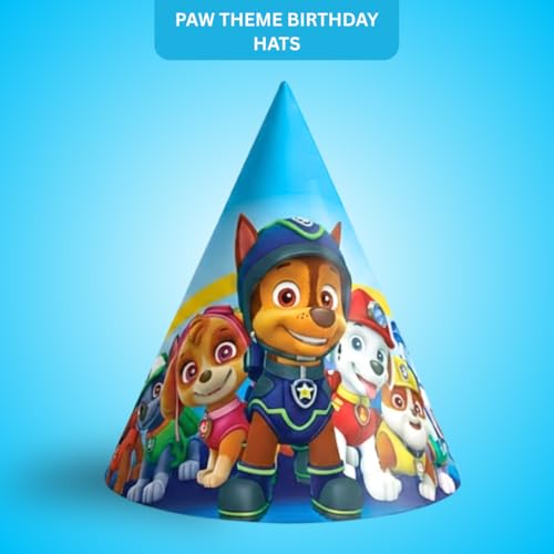 Image of Wanna Party Paw Theme Birthday Hats - Cute Paw Print Party Caps for Kids | Animal Paw Theme Birthday Accessories for Boys & Girls Celebration Supplies