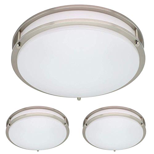Pack of 2 - QPLUS Architectural Double Ring Flush Mount LED Ceiling Light Fixture, Dimmable, 50000 Hours, Energy Star Certified + cETLus (15