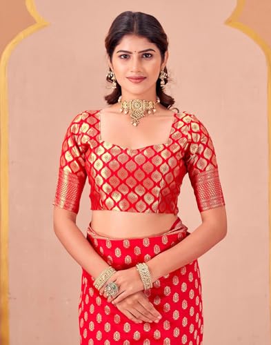 Image of SIRIL Women's Kanjivaram Soft Silk Saree Pure Silk Saree With Unstitched Blouse Piece