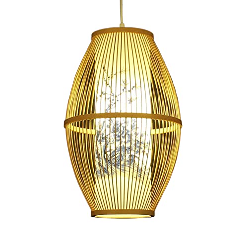 LQZCXMF Lámpara Colgante De Bambú 1 Luz Lámpara De Cesta Hecha A Mano Lámpara Colgante De Madera Artesanal Accesorio De Iluminación De Decoración Japonés para Sala De Estar, Hotel, Comedor,