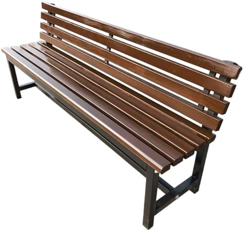 Durable Outdoor Bench with Weatherproof Metal Frame & Wooden Slats, Steel Construction for Patio, Garden, Park & Balcony - Perfect for Outdoor Seating