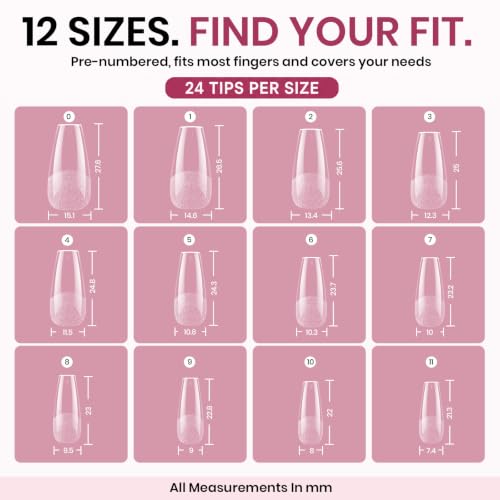 Image of Beetles Soft Gel Nail Tips Medium Coffin Etched-free 12 Sizes 288Pcs