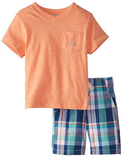 Nautica Little Boys' 2 Piece Plaid Bottom Set with Graphic Tee