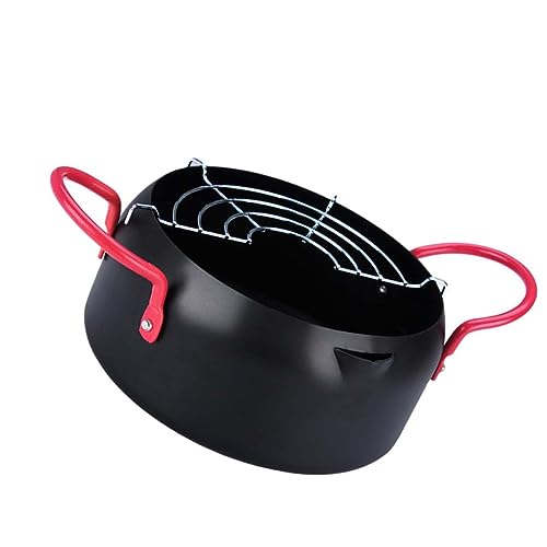 VALICLUD Olla Freír Freidora de Tempura y Alitas de Compatible con Cocinas de Inducción y Gas Color Negro