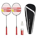 Badminton Racket Set,Badminton Rackets,Lightweight 82g All Carbon Fiber One-Piece Durable Dual Racket,Both Offensive and Defensive,Including 2 Rackets,2 Shuttlecocks,and 1 Bag