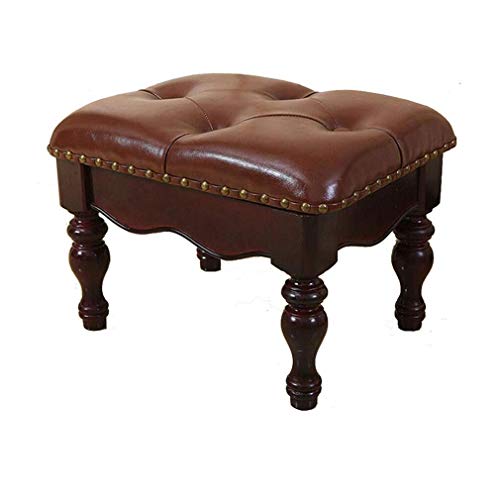 Pouf rond en cuir marron pour salon et chambre moderne - 2