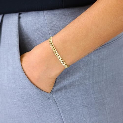 Nuragold 10k Real Yellow Gold Royal Monaco 5mm Miami Cuban Link Bracelet (6"-9") Italian Jewelry for Men & Women3