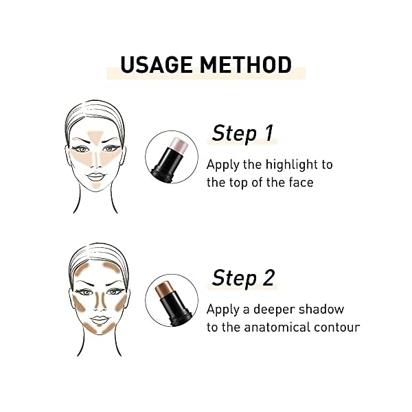 Focallure-2-Pcs-Contour-Foundation-Stick-Highlighter-Bronzer-Pen-Face-Brightens-Shades-Pencil-Highlighting-Shade-Longwear-Makeup-Highlight-Bronzer-Shaping-Trimming-Stick-FA01-19068-24 FOCALLURE 2 Pcs Contour Foundation Stick, Highlighter & Bronzer Pen, Face Brightens & Shades Pencil, Highlighting Shade Longwear Makeup, Highlight Bronzer Shaping Trimming Stick,Neutral