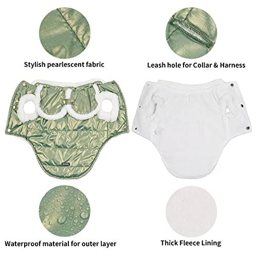 Aiitle Waterproof Dog Vest Coat - Christmas Pearlescent Fabric Dog Jacket - Cloak Design Dog Vest Winter Coat - Cold Weather Dog Clothes For Small Medium Large Dogs For Indoor And Outdoor Use Green Xs #TOP1