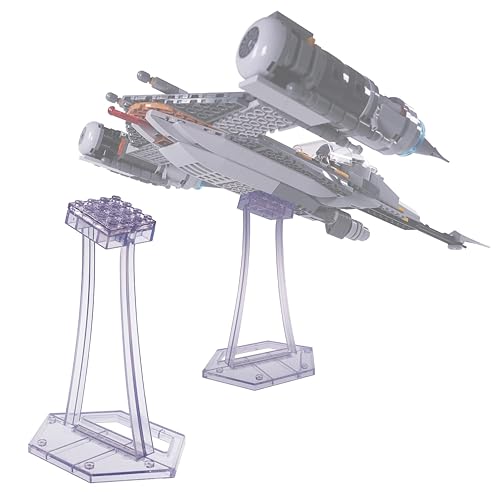 Display Stand for LEGO 75292 75315 75300 TIE Fighter, 75325 Mandalorian N-1 Starfighter Kit, 75402 ARC-170 Starfighter, for Plane Building Brick Toys etc. Angle Display, Plastic Transparent Display Stand only.