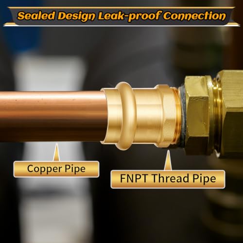 Image of 8 Pack 1 /2 inch Press x 1 /2 inch MIP Brass Press Fittings | Npt Adapter for Residential & Commercial Piping