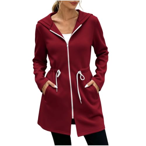 Veste longue décontractée pour femme veste à capuche zippée - 5
