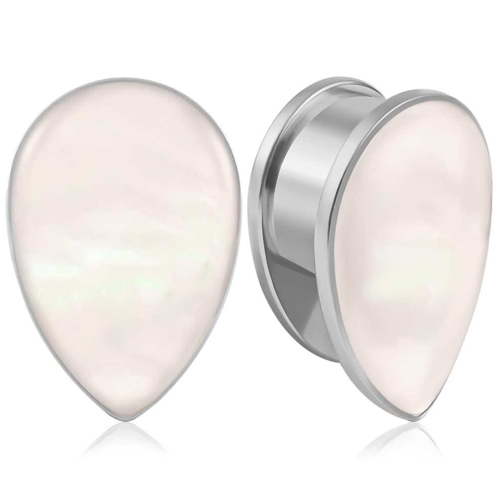 Vankula Ohr Tunnel 1 Paar Flesh Plugs Tropfen Muschel Edelstahl für männer damen Ohrpiercing Gestreckte Schmuck 6mm bis 25mm