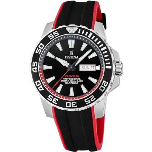 Festina Orologio Uomo Analogico Con Cinturino In Caucciù Nero - Movimento Al Quarzo - Calendario - Vetro Zaffiro Ad Alta Resistenza - Impermeabile 20 Atm F20662/3 The Originals - 3
