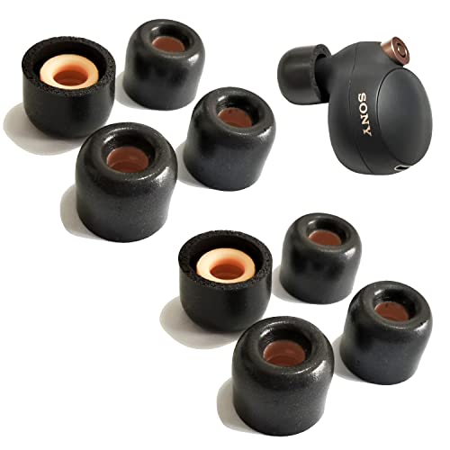Image of Luckvan Memory Foam Ear Tips for Sony WF-1000XM4 /1000XM5 Replacement Earbuds Tips Sony WF-C500 /LinkBuds S WF-XB700 WI-1000X fit Charging Case 4 Pairs Black Small