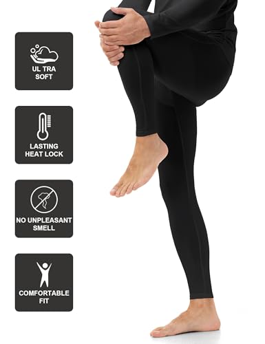ZUTY 3 Pack Men's Thermal Underwear Bottom Fleece Lined Pant Long Johns Leggings for Men Base Layer for Cold Weather3
