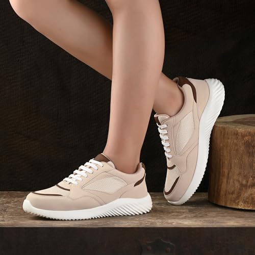 Image of Centrino Womens Casual Shoes | Colorblock Sneakers with Ultra Soft Cushion Lace-Up Shoes All-Day Comfort | Trendy & Lightweight Design | Low Top Flat Sole (7620)