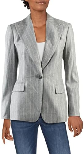 Lauren Ralph Lauren Womens Friesann Wool Blend One-Button Blazer Gray 16