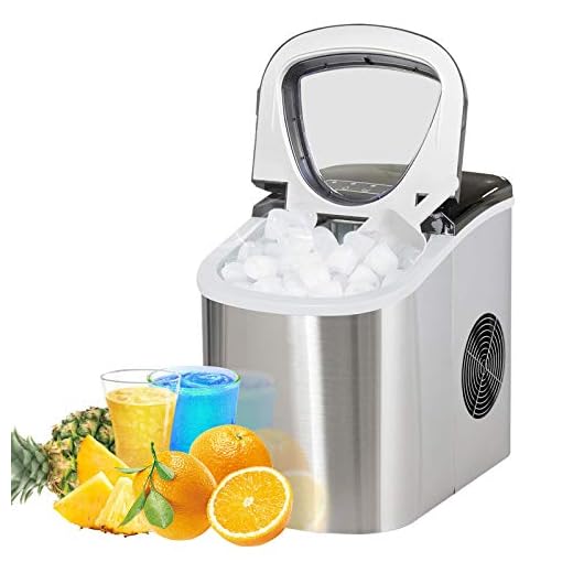 smartrun Ice Maker for Countertop, 9 Ice Cubes Make In 7 Mins, 26lbs Per Day, Upgraded Stainless Ice Makers Countertop with Scoop, Basket, for Home/Kitchen/Office/Bar Countertop (Silver)