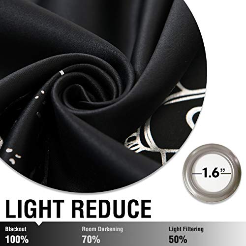 Vangao Black Blackout Curtains Space Theme For Boys Kids Nursery Girls Room Silver Foil Print Grommet Top Window Drapes 84 Inches Long 2 Panels For Bedroom Living Room #TOP3