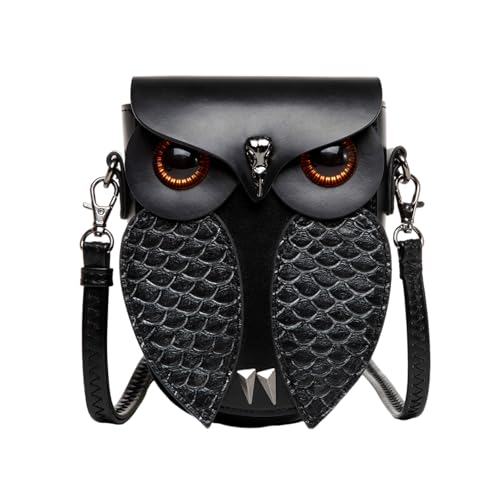 Sac à bandoulière pour femme style punk avec motif serpent et hibou