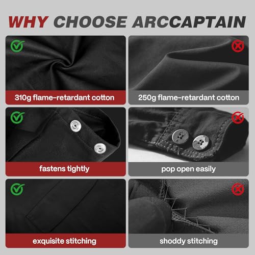 Image of ARCCAPTAIN Welding Jacket, 11oz Flame Resistant Cotton Welding Jackets