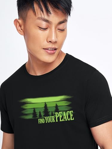 Image of Bewakoof Men's Graphic Print Regular Fit Half Sleeve Round Neck Pure Cotton T-Shirt