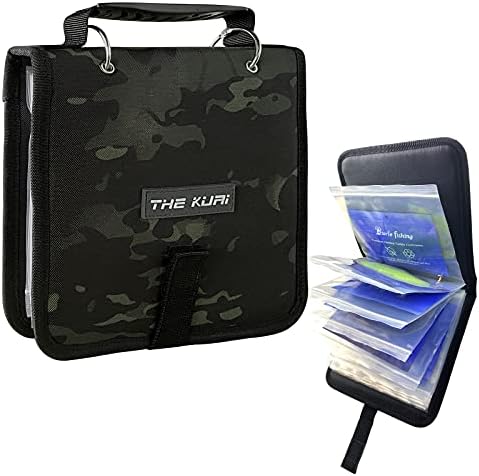 Fishing Tackle Binder, Lure Storage Bag, Soft Bait Binder, Fishing Organized Storage Rig Bag for Baits, Rigs, Jigs and Lines, Suitable for Fresh Water and Saltwater (Camo Black/9.5" * 8.3")