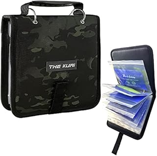 Thekuai Fishing Tackle Binder, Lure Storage Bag, Soft Bait Binder, Fishing Organized Storage Rig Bag for Baits, Rigs, Jigs and Lines, Suitable for Fresh Water and Saltwater (Camo Black/9.5