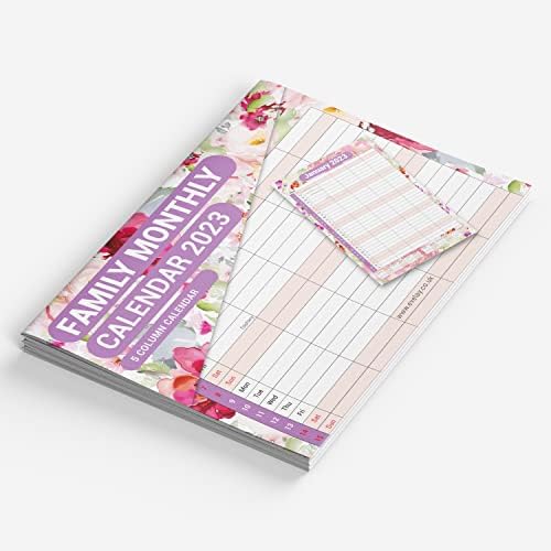 2023 A3 Wall Calendar 5 Columns Family Monthly Planner Staff Rota Family Organiser Month per View Flowers