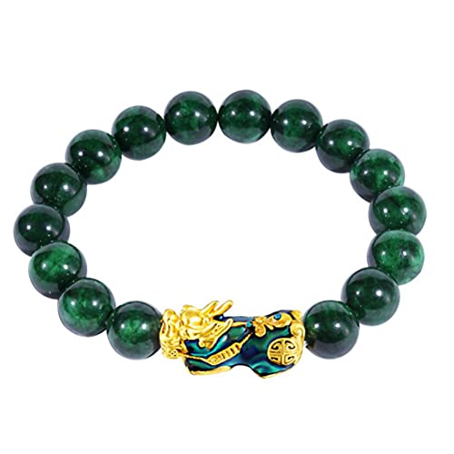 CeFoney Feng Shui Armband Natürliche Jade Pixiu Armband Unisex Hand Poliert Tier Armband Temperaturänderung Nachahmung Natürliche Jade Armband Cover