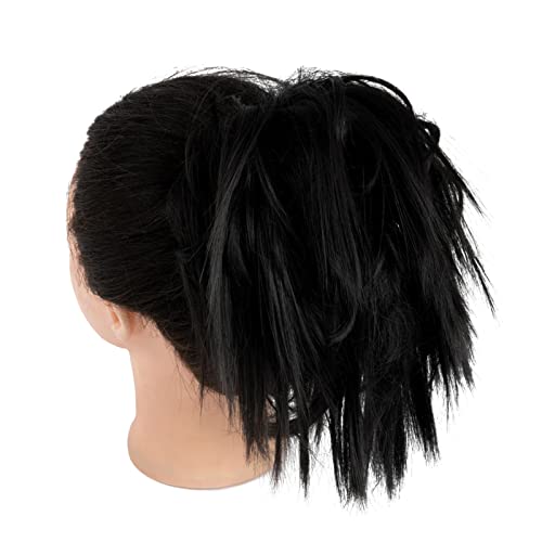 Melisay 1 pieza de moño de pelo desordenado Scrunchie sintético Chignons Donut Tousled Updo Cola de caballo piezas de pelo para mujeres y niñas, 1 B